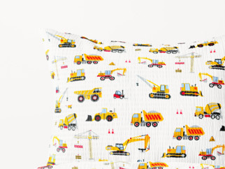 Detské krepové obliečky - vzor 914 nákladné autá a bagre
