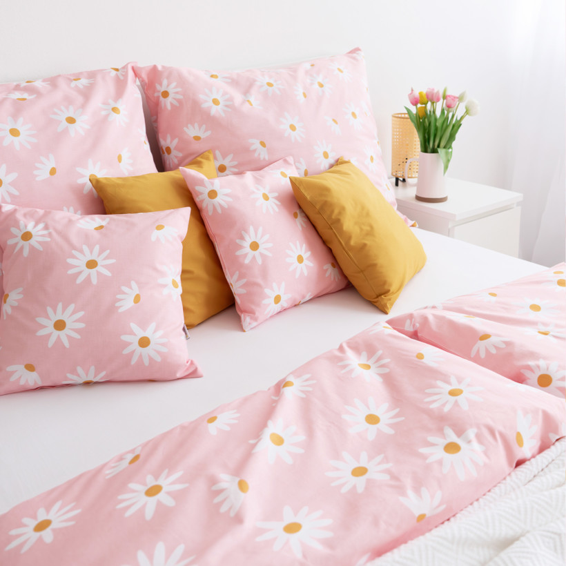 Bavlnené posteľné obliečky - kvety margarétok