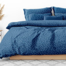 Bavlnené posteľné obliečky - biele hviezdičky na modrom