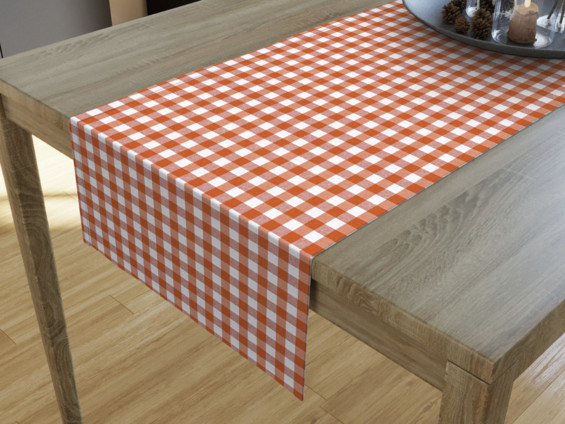 Dekoračný behúň na stôl MENORCA - vzor oranžové a biele kocky