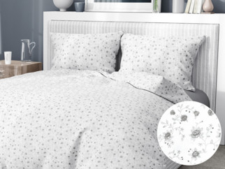 Bavlnené posteľné obliečky - vzor 587 sivé ružičky na bielom
