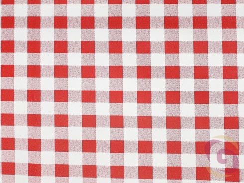 PVC obrusovina s textilným podkladom - vzor červené káro