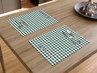 Bavlnené prestieranie na stôl KANAFAS - vzor malé zeleno-biele kocky - 2ks