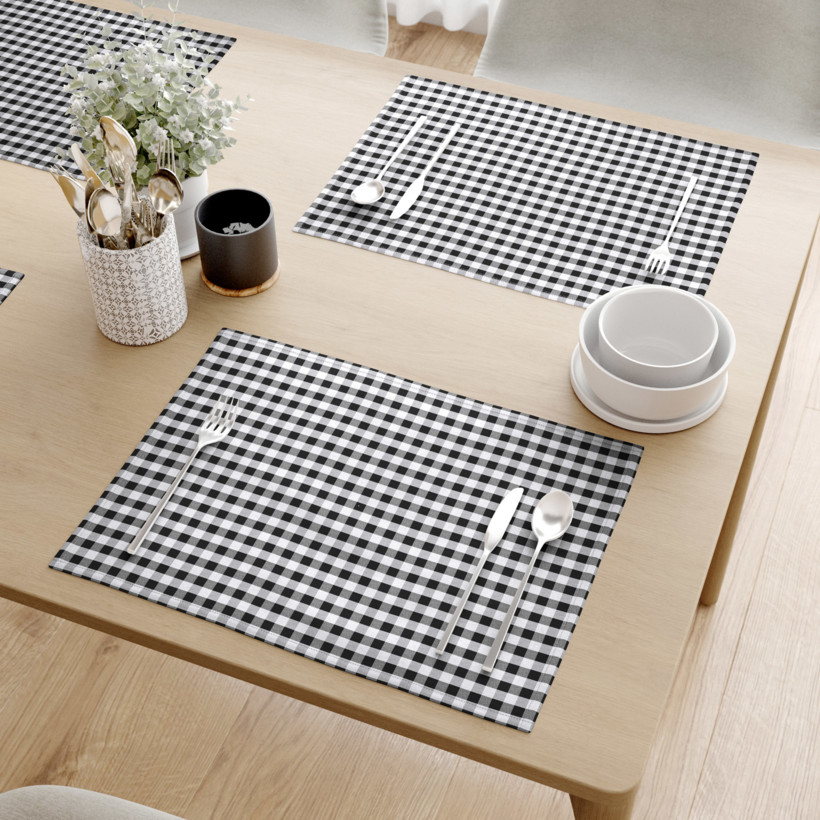 Prestieranie na stôl 100% bavlnené plátno - čierne a biele kocky - sada 2ks