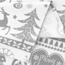Vianočný bavlnený záves - vzor vianočné symboly na bielom