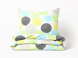 Bavlnené posteľné obliečky - farebné kruhy s drobnými tvarmi