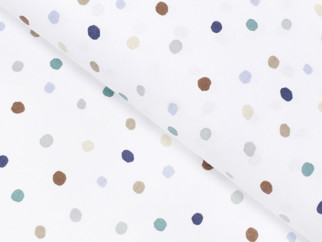 Bavlnené plátno SIMONA - vzor 1023 farebné bodky na bielom - metráž š. 145cm