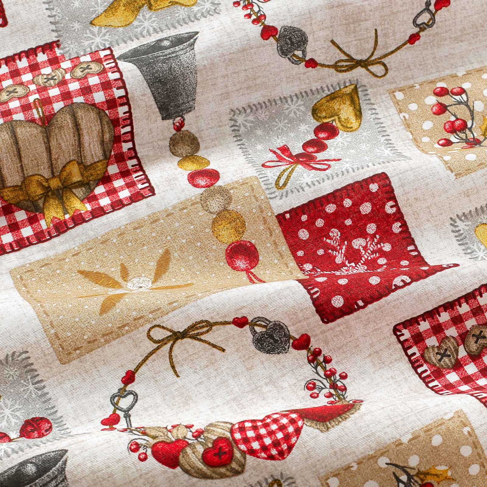 Vianočná dekoračná látka Loneta - vianočné ozdoby patchwork