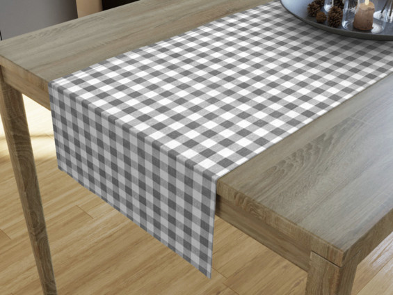 Dekoračný behúň na stôl MENORCA - vzor sivé a biele kocky
