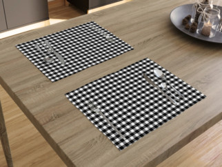 Bavlnené prestieranie na stôl KANAFAS - vzor malé čierno-biele kocky - 2ks