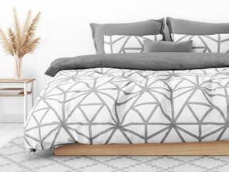Bavlnené posteľné obliečky Duo - sivé geometrické tvary so sivou