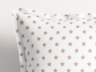 Bavlnená obliečka na vankúš s ozdobným lemom - vzor béžové hviezdičky na bielom