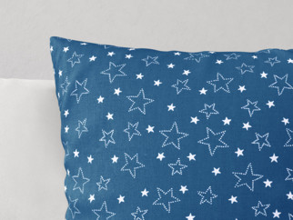 Bavlnená obliečka na vankúš - vzor biele hviezdičky na modrom