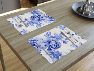 Prestieranie na stôl LONETA - vzor veľké modré ruže - sada 2ks