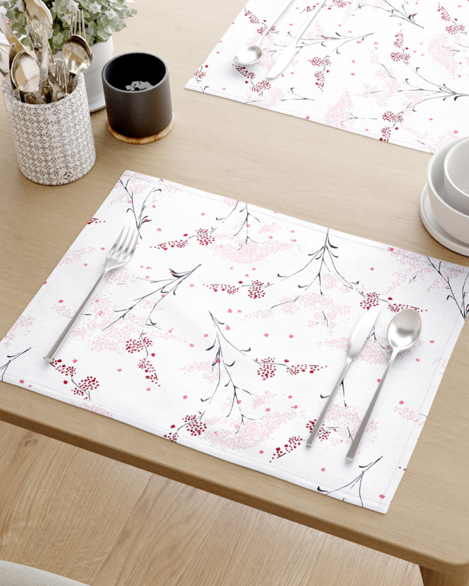 Prestieranie na stôl 100% bavlnené plátno - japonské kvety na bielom - sada 2ks