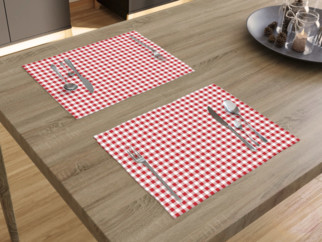 Bavlnené prestieranie na stôl - vzor červené a biele kocky - 2ks