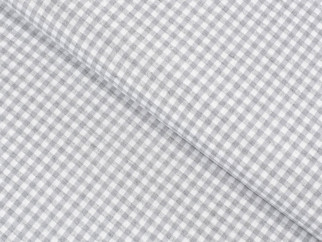 Dekoračná látka MENORCA - vzor malé sivé a biele kocky - šírka 140 cm