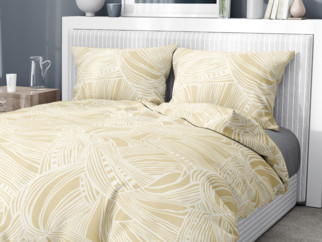 Flanelové posteľné obliečky - vzor 808 tropické listy na zlatom