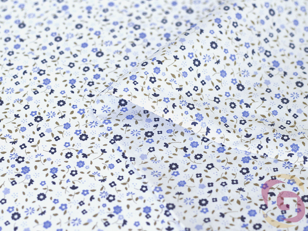 Bavlnené plátno SIMONA - vzor 895 drobné modré kvítí