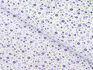 Bavlnené plátno Simona - vzor 854 drobné fialové kvítí - metráž š. 150 cm
