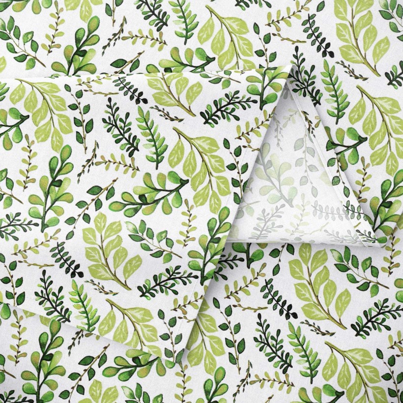 Hranatý obrus 100% bavlnené plátno - zelené lístočky