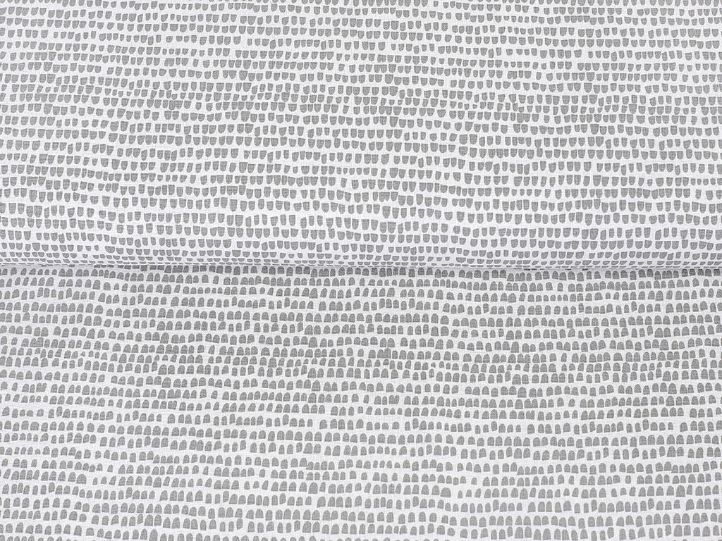 Bavlnené plátno - drobné sivé tvary na bielom