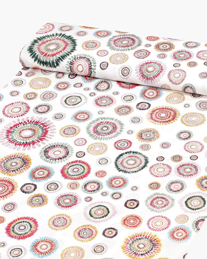 Bavlnené plátno - batikované kruhy