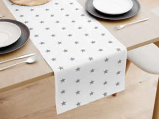 Behúň na stôl 100% bavlnené plátno - sivé hviezdičky