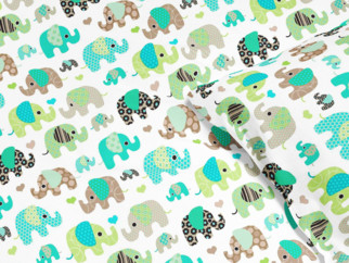 Detské bavlnené obliečky - zelenomodrí sloni