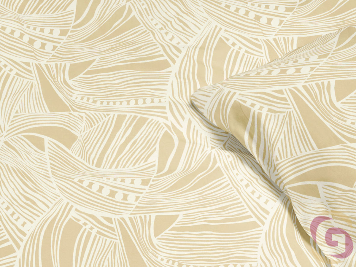 Luxusné obliečky z bavlneného saténu - vzor 808 tropické listy na zlatom