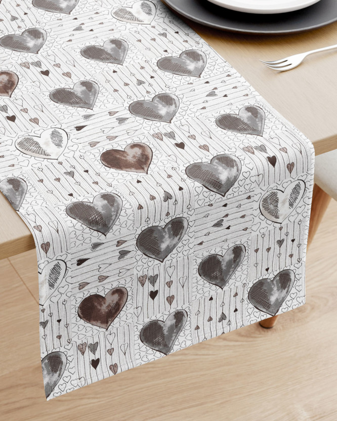 Behúň na stôl 100% bavlnené plátno - veľká srdce