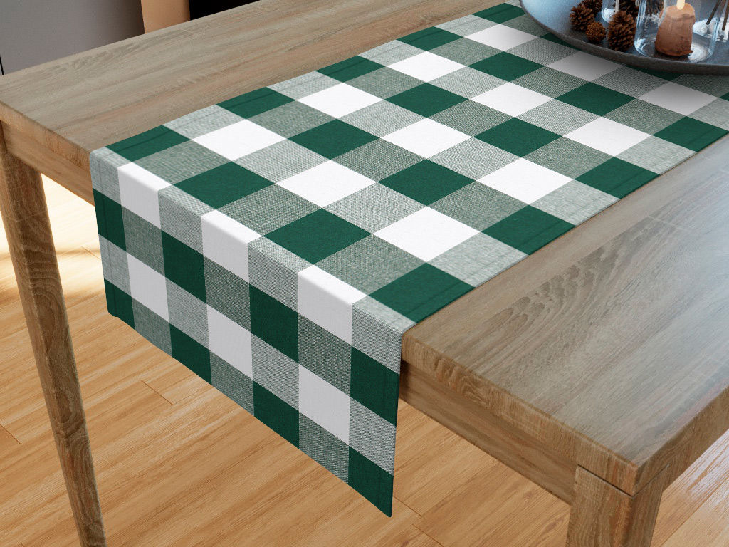 Behúň na stôl 100% bavlna - veľké zeleno-biele kocky