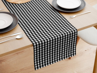 Bavlnený behúň na stôl KANAFAS - vzor malé čierno-biele kocky