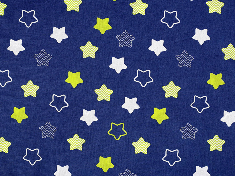 Bavlnené plátno - hviezdy na tmavo modrom
