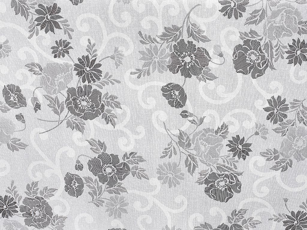 PVC obrusovina s textilným podkladom - sivé kvety