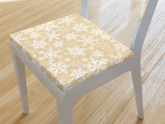 Vianočný bavlnený podsedák 38x38 cm - vzor snehové vločky na zlatom