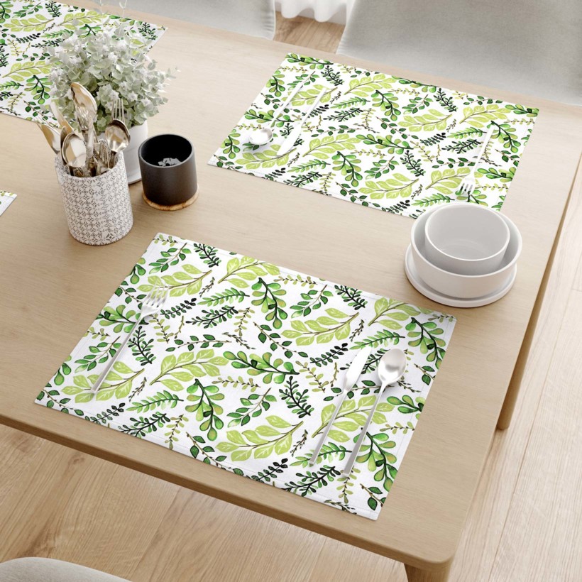 Prestieranie na stôl 100% bavlnené plátno - zelené lístočky - sada 2ks