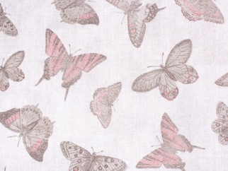 Dekoračná látka Loneta - ružoví motýle - šírka 140 cm