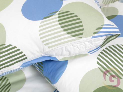 Bavlnené posteľné obliečky Deluxe - zelenomodré prúžkované kruhy