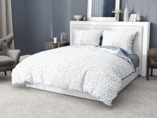 Bavlnené posteľné obliečky - vzor 782 kvietky a motýle s modrosivou