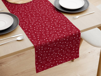Behúň na stôl 100% bavlnené plátno - biele hviezdičky na červenom