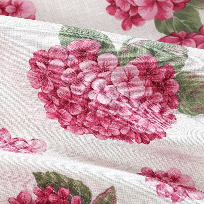 Dekoračná látka Loneta - ružové kvety hortenzie