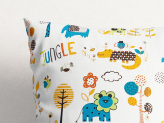 Detská bavlnená obliečka na vankúš - vzor oranžová jungle