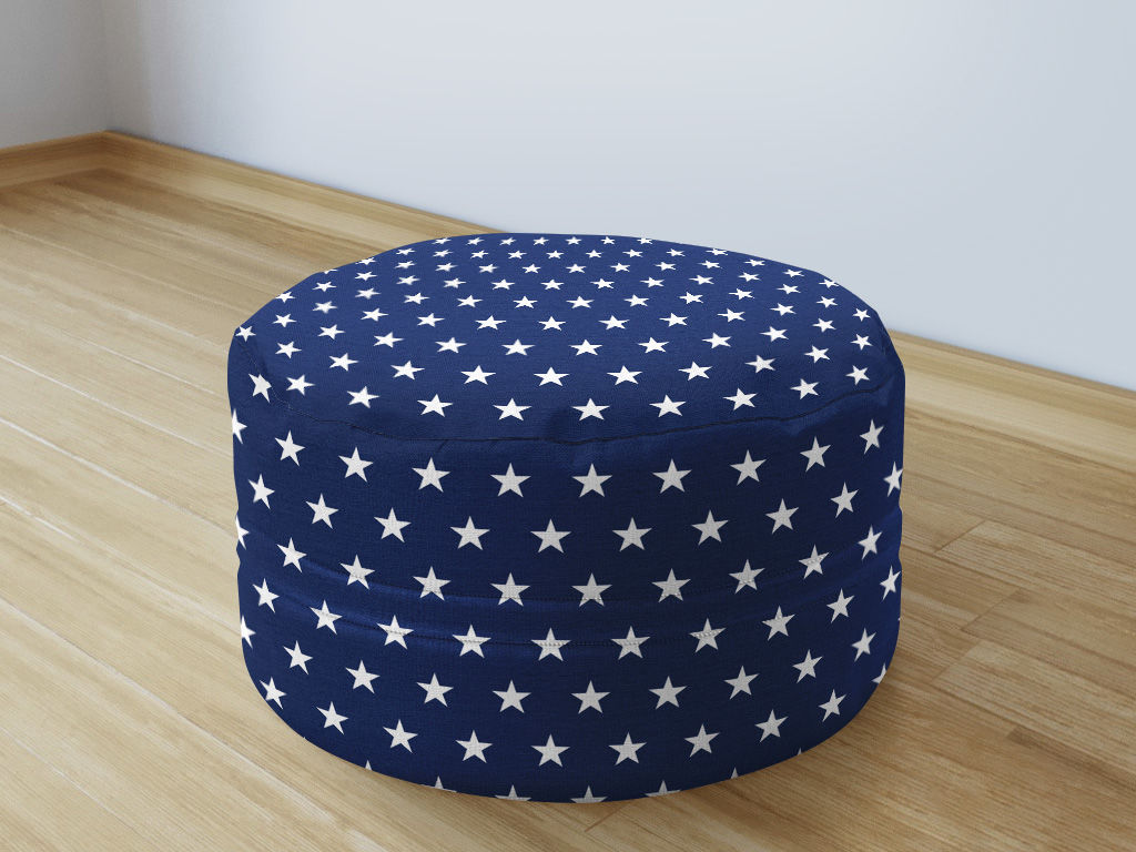 Bavlnený sedacie bobek 50x20cm - biele hviezdičky na tmavo modrom