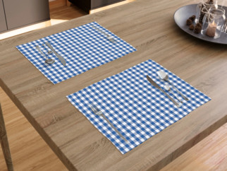 Bavlnené prestieranie na stôl KANAFAS - vzor malé modro-biele kocky - 2ks