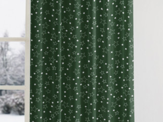 Bavlnený záves - vzor biele hviezdičky na zelenom