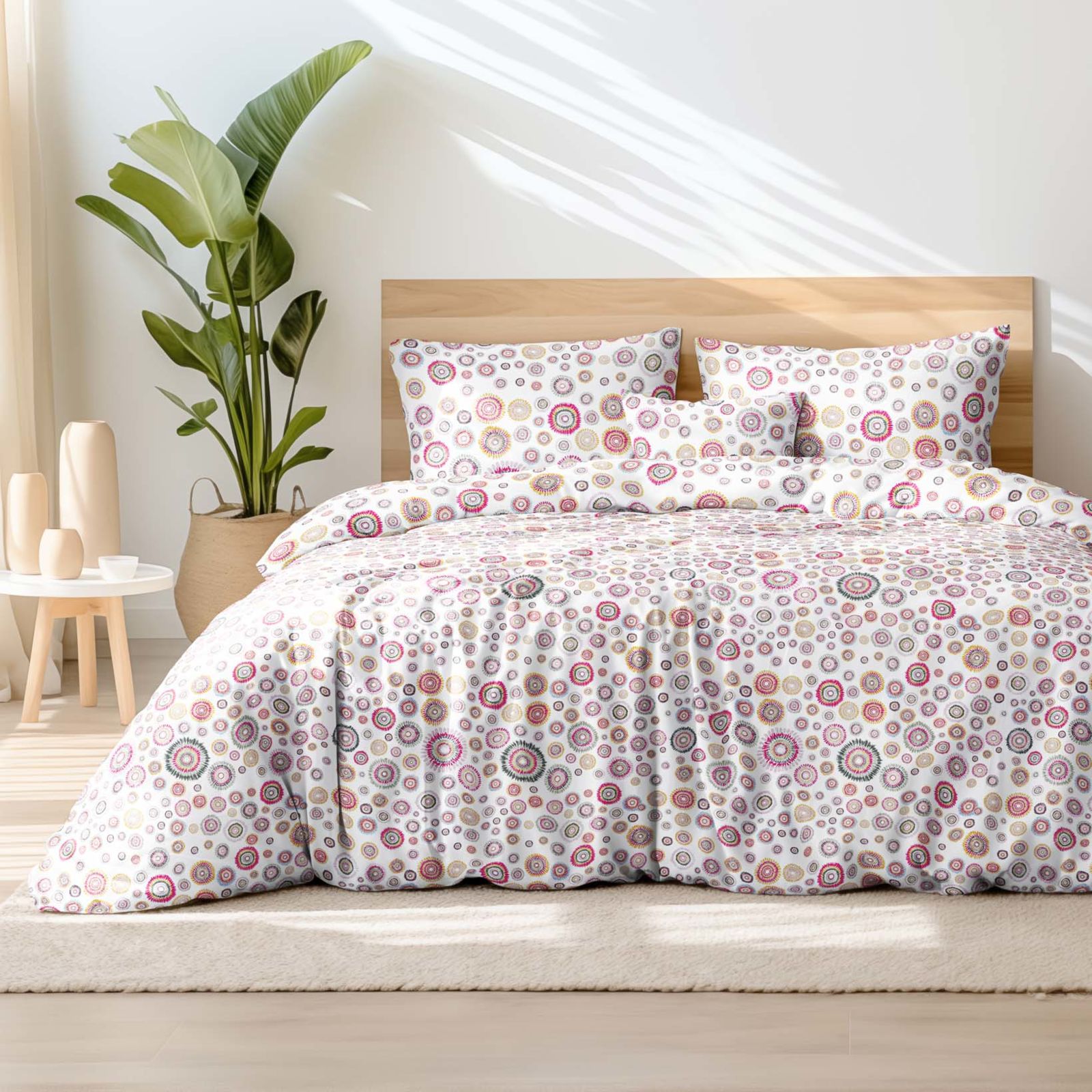 Bavlnené posteľné obliečky - batikované kruhy