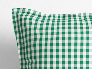 Bavlnená obliečka na vankúš s ozdobným lemom - zelené a biele kocky