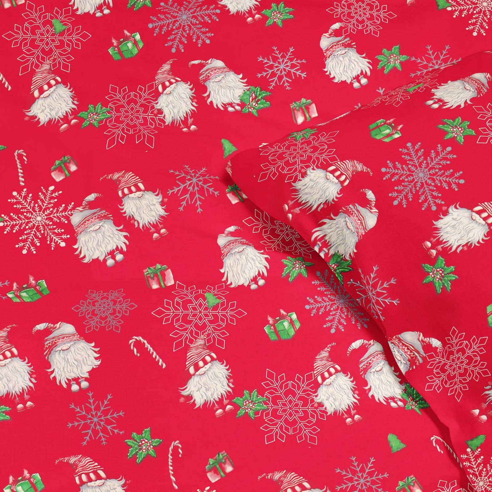 Vianočné bavlnené posteľné obliečky - škriatkovia na červenom