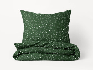 Bavlnené posteľné obliečky - biele hviezdičky na zelenom